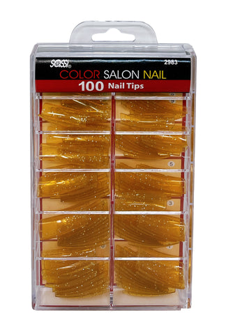 Transparent Glitter Yellow 100tips