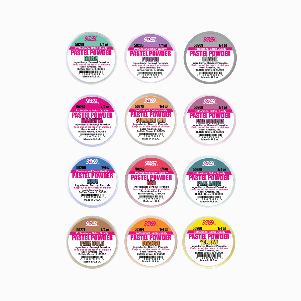 Dip & Acrylic ASSORT PASTEL Powder - 12pcs/pk