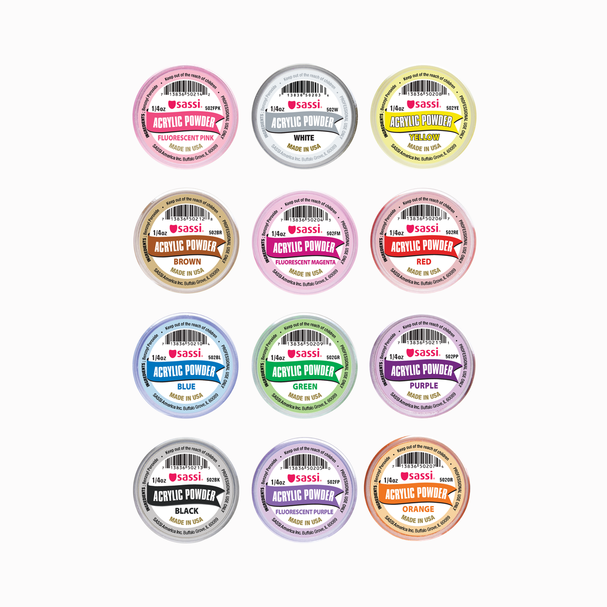 Dip & Acrylic ASSORT COLOR Powder - 12pcs/pk