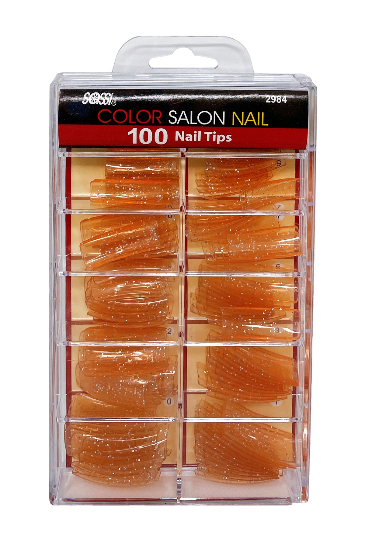 Transparent Glitter Peach 100tips