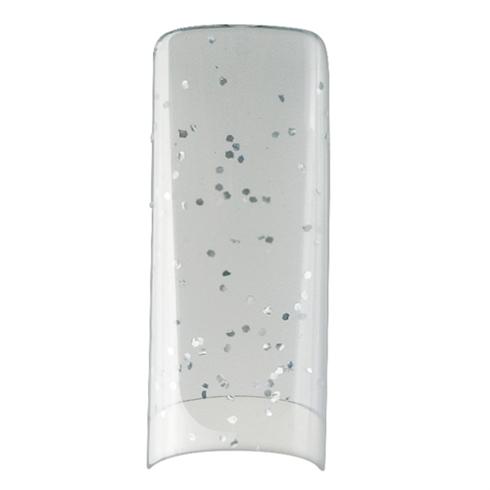 Transparent Glitter Silver 100tips